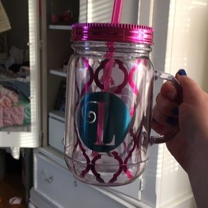 L Mason Jar Mug with straw - Brand new!!